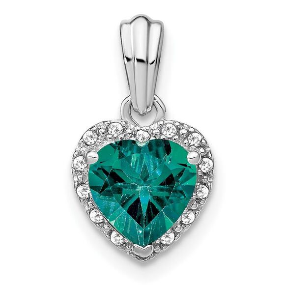 Kazi Luxury Sterling Silver Rhod-plated Created Alexandrite and Diamond Pendant